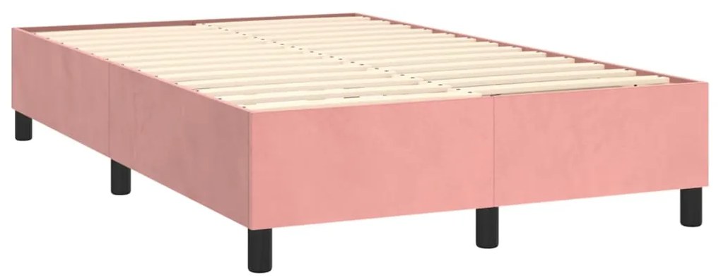 Letto a molle con materasso e led rosa 120x200 cm in velluto