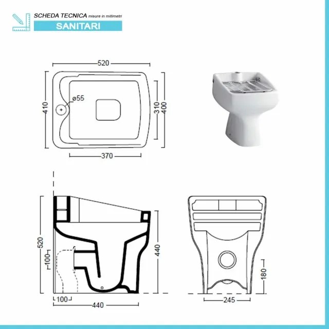 Vuotatoio in ceramica bianco lucido