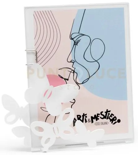 Bomboniera porta foto farfalle bianco in ferro 12x13cmh(9x12cm,form...