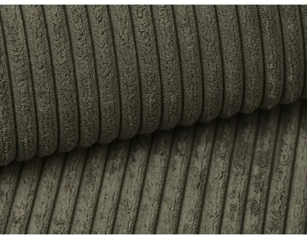 Divano color kaki allungabile con rivestimento in velluto a coste 195 cm Nona – Makamii