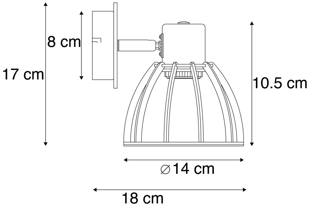 Applique da parete industriale nera - Fotu