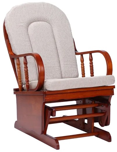 Poltrona a dondolo oscillante in legno con cuscino Beige - LONDRA