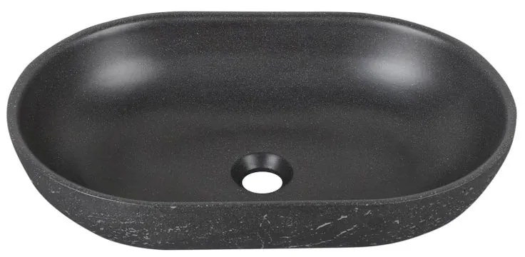 Lavabo da appoggio Sandstone ovale in cemento L 53 x H 13 x P 35 cm nero piletta non inclusa