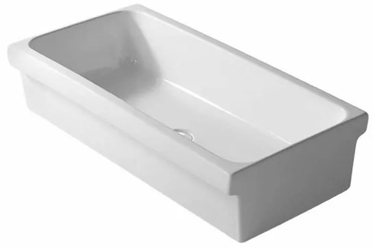 Lavabo a canale 120x45 cm in ceramica bianco lucido