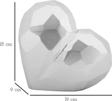 Vaso Heart Silver Cm 19X9X18