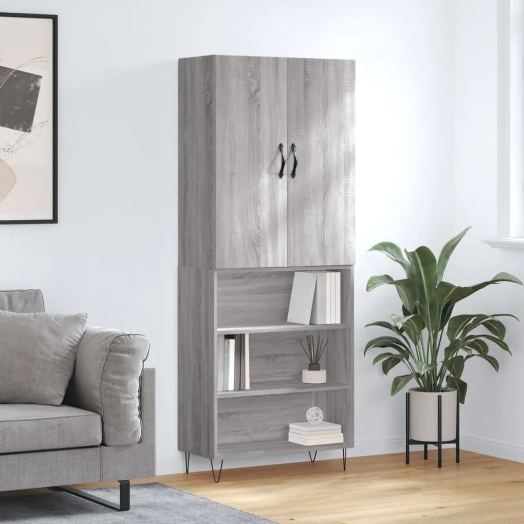 Credenza grigio sonoma 69,5x34x180 cm in legno multistrato