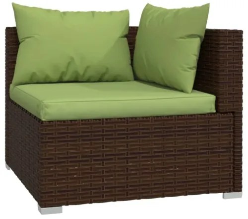 Set Divani da Giardino 8 pz con Cuscini in Polyrattan Marrone