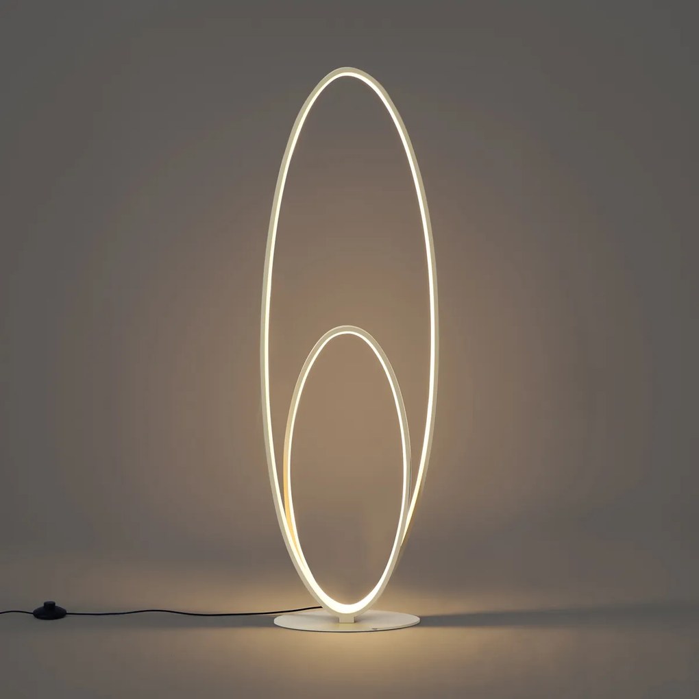 Lampada da terra di design beige con LED dimmerabile a 3 livelli - Boomerang