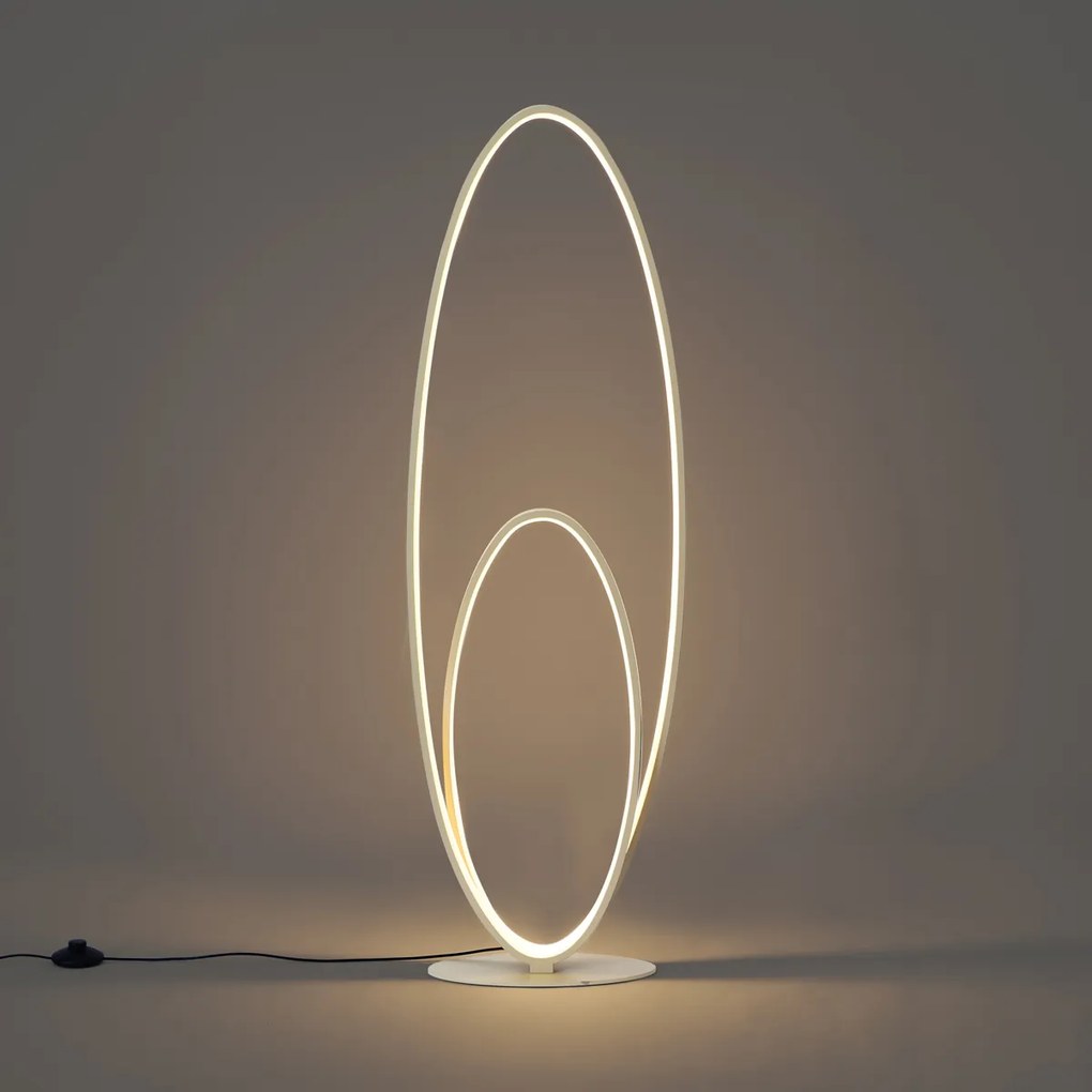 Lampada da terra di design beige con LED integrato dimmerabile a 3 livelli - Boomerang