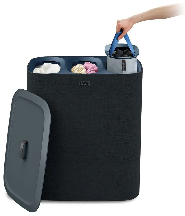 Cesta per il bucato color antracite in tessuto 3x30 l Tota Trio – Joseph Joseph