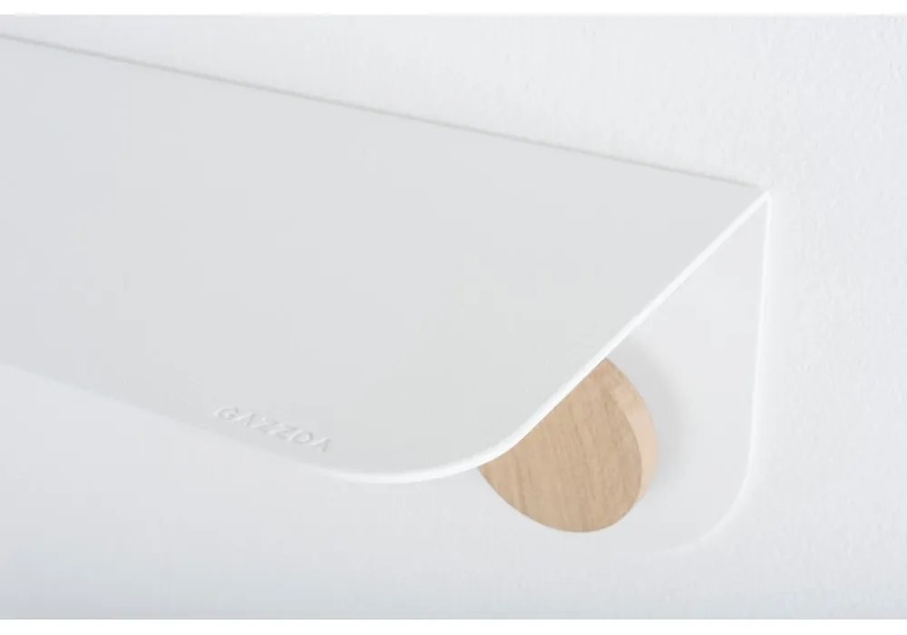 Mensola da parete in acciaio bianco con dettaglio in legno di quercia con 2 ganci , lunghezza 60 cm Hook - Gazzda