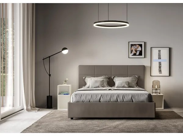 Letto matrimoniale senza rete imbottito 160x210 similpelle cappuccino Mika