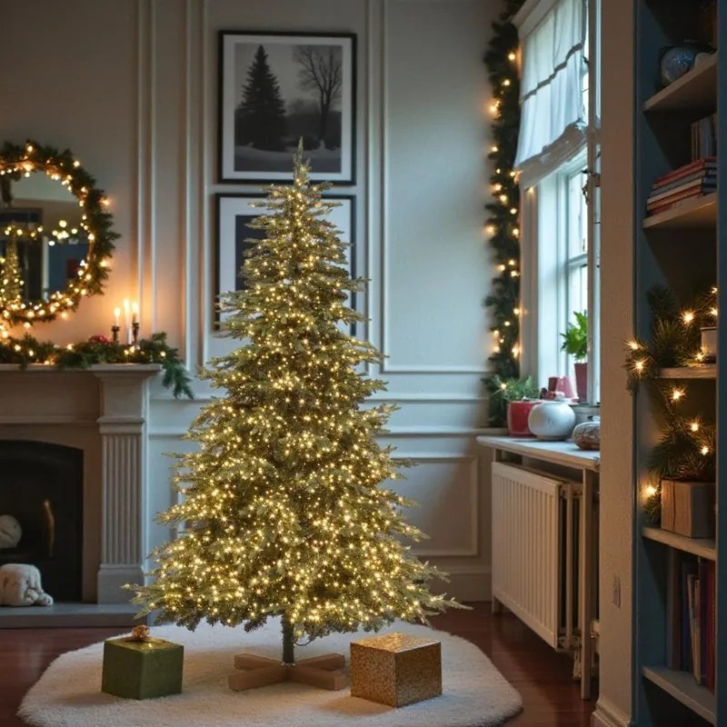 Albero di Natale artificiale Deluxe illuminato verde H 195 cm x ø 120 cm