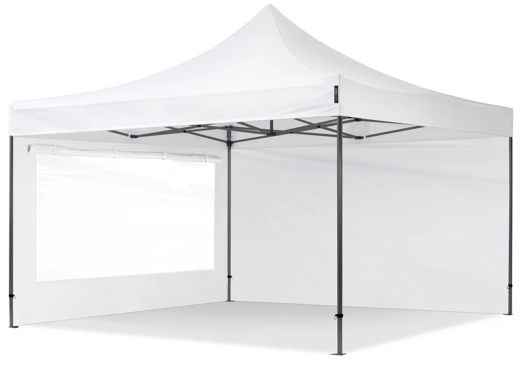 TOOLPORT 4x4 m gazebo pieghevole con laterali (finestre panoramiche), PREMIUM acciaio, bianco - (600103)