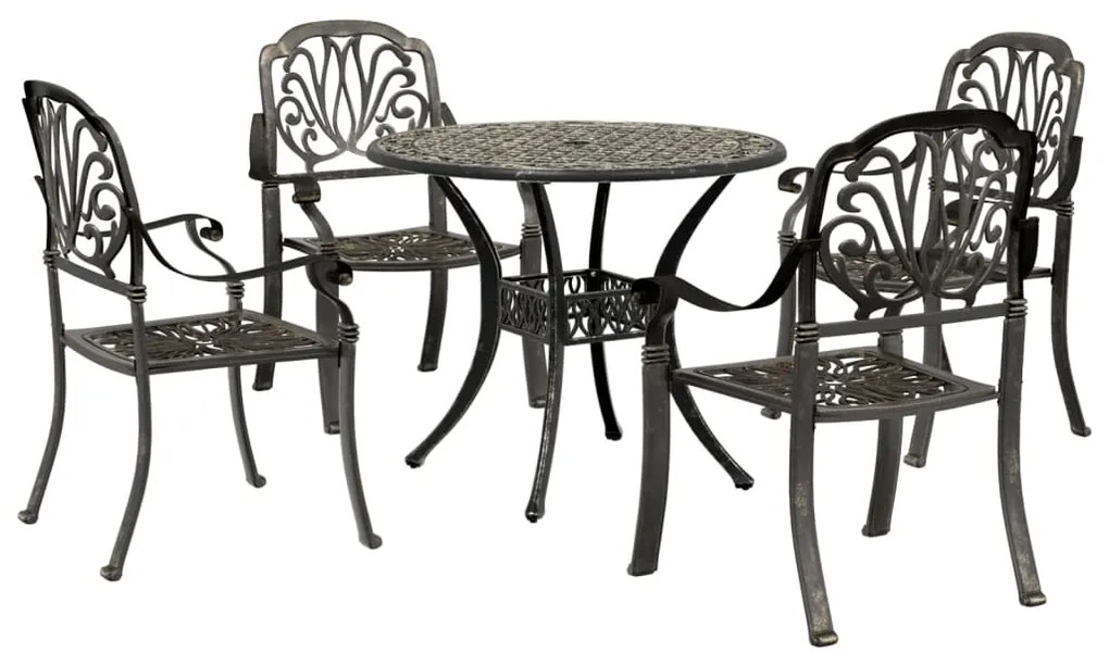 Set Da Pranzo Da Giardino 5 Pz Bronzo İn Alluminio Pressofuso /