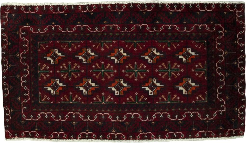Turkmen Tappeto 90x50 Rosso (Iran) Annodato A Mano