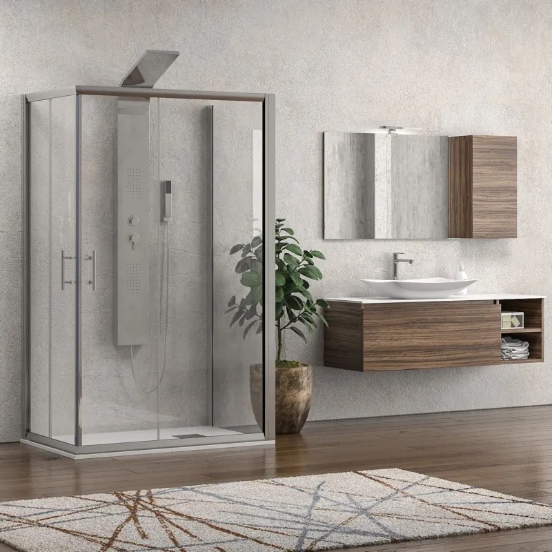 Box doccia 3 lati 90x80x90 doppio scorrevole vetro trasparente anticalcare KF1000 - KAMALU