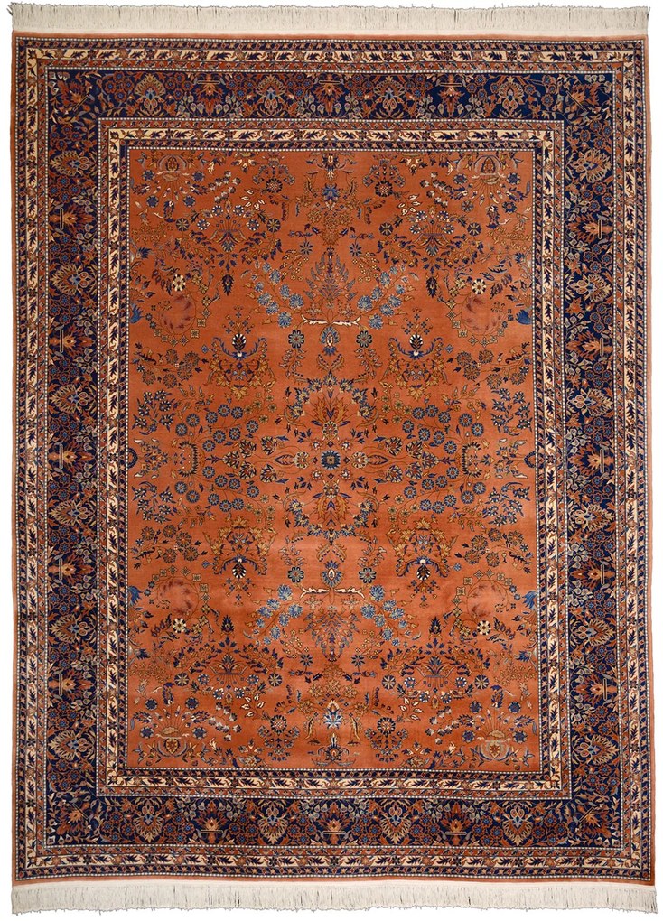 Sarouk Tappeto 370x280 Rosa (Cina) Annodato A Mano