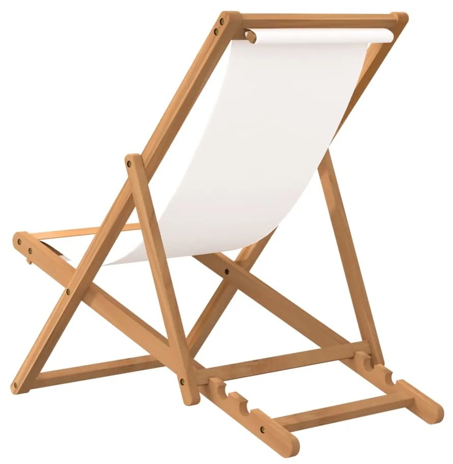 Sedia a sdraio in legno di teak 56x105x96 cm crema