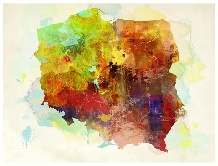 Fotomurale  Map (Poland)  Colore colorful, Dimensioni e Misure 200x154