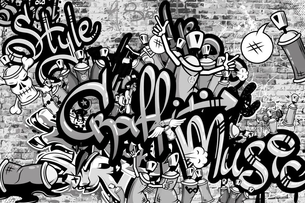 Carta da parati – Graffiti street art grigio