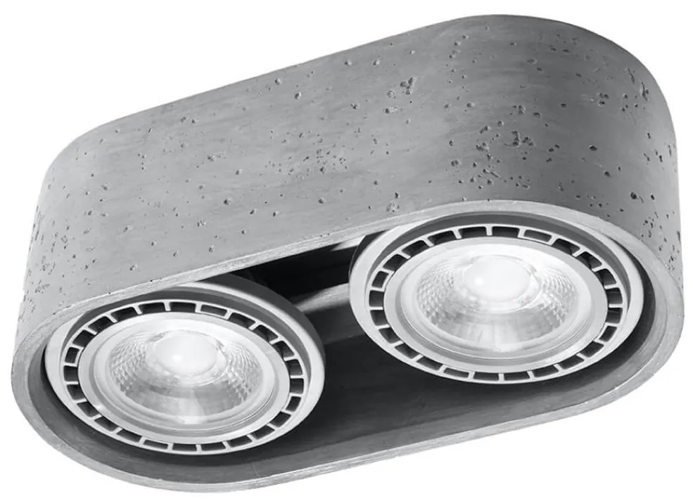 Lampada da soffitto BASIC 2 in Cemento 2 basi AR111 - Grigia