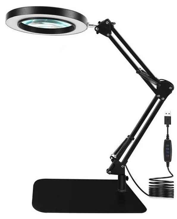 Lampada da tavolo LED dimmerabile con una lente d'ingrandimento LED/11W/5V nero
