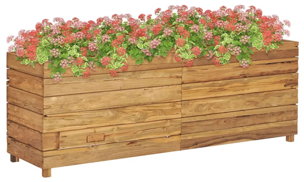 Letto Rialzato 150x40x55 Cm Legno Di Teak Di Recupero E Acciaio /