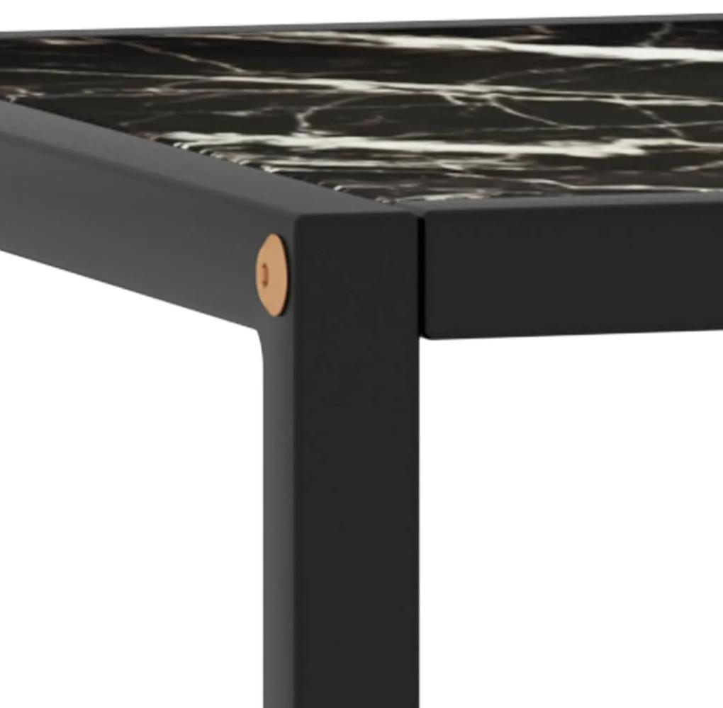 Tavolino da salotto nero e vetro nero marmorizzato 40x40x50 cm