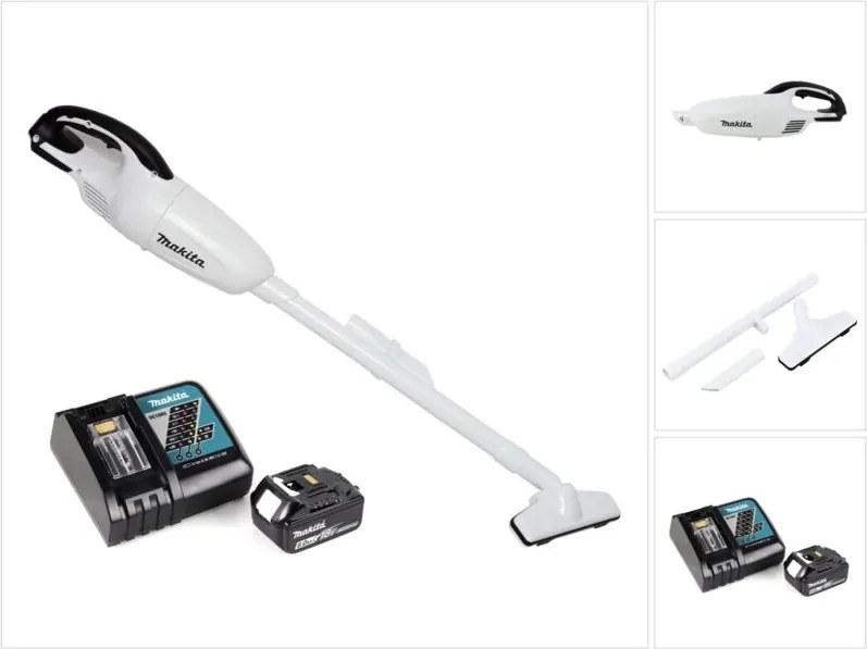 Aspiratore a batteria Makita dcl 180 RG1 w 18 v bianco + 1x batteria ricaricabile 6,0 Ah + caricabatterie