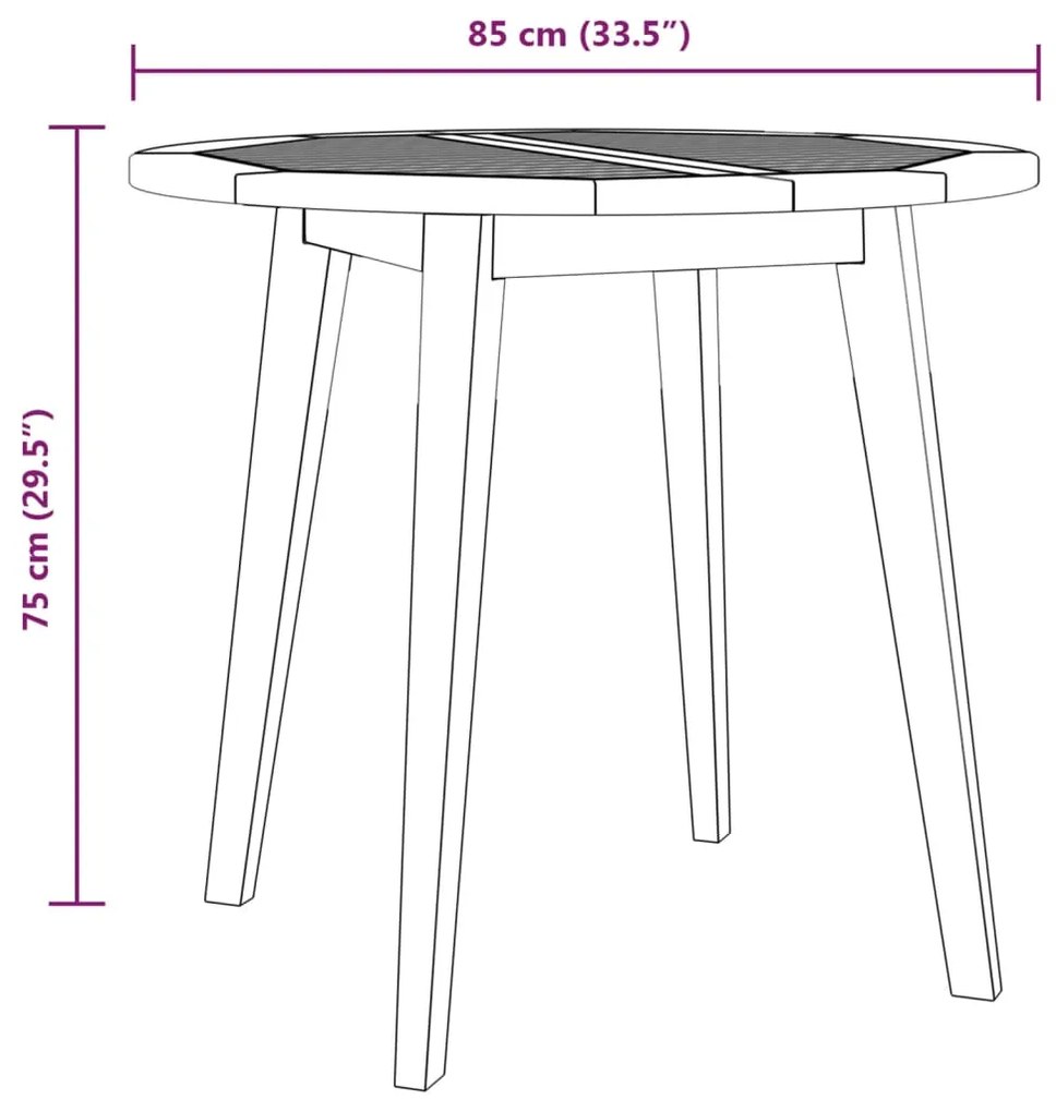 Tavolo da giardino Ø85x75 cm in legno massello di acacia