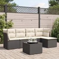 Set Divano da Giardino 6 pz con Cuscini Nero in Polyrattancod mxl 111532