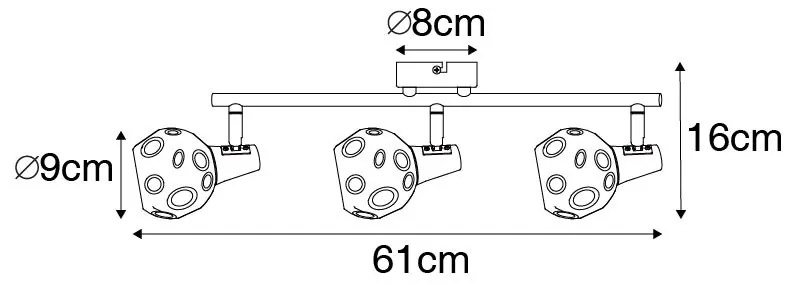 Plafoniera Art Déco vetro fumé oro 3 luci - VIDRO