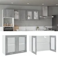 Mobile Pensile Vetro Grigio Sonoma 80x31x60cm Legno Multistrato 815595