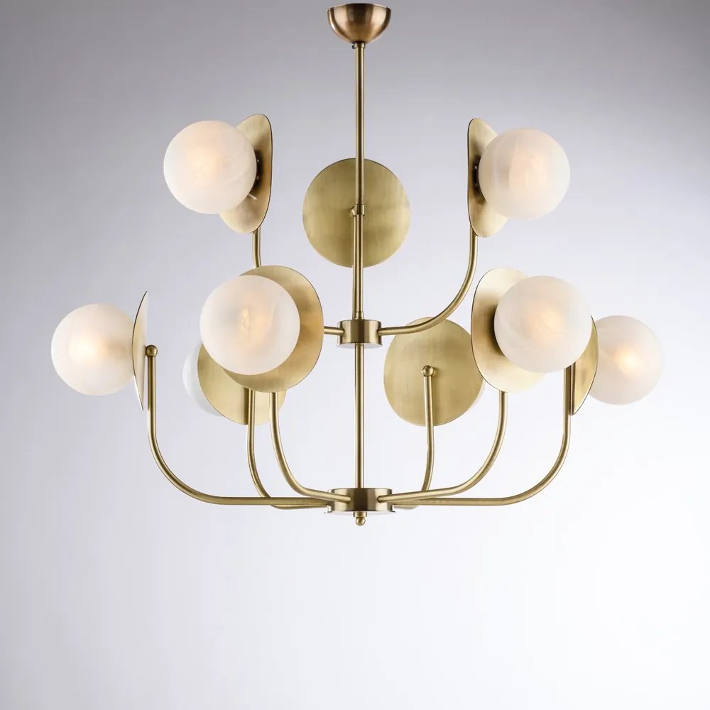 Lampadario Contemporaneo Selene Metallo Bronzo 9 Luci E14