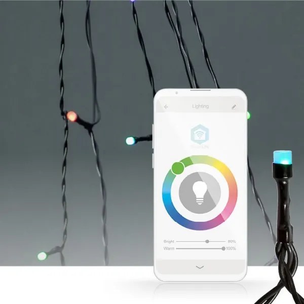 Nedis WIFILXT01C180 - Tenda luminosa LED RGB, 240 LED, 11 funzioni, 8 m, IP65, Wi-Fi Tuya