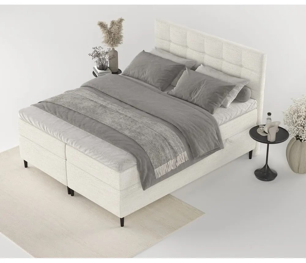 Letto boxspring crema con contenitore 140x200 cm Urbaneo - Maison de Rêve
