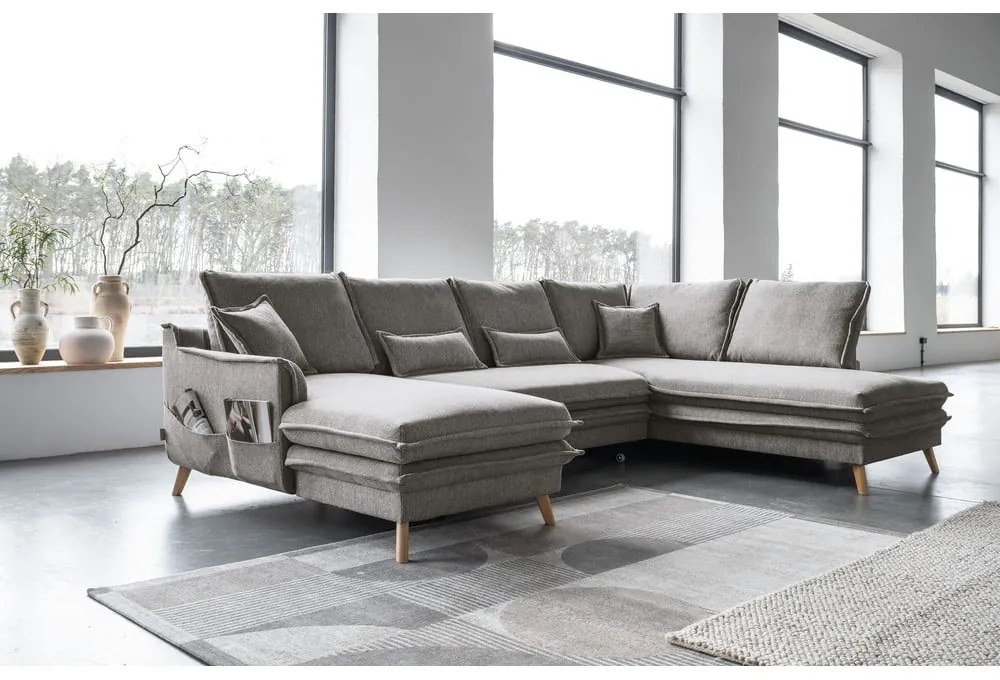 Divano letto angolare grigio (angolo destro/"U") Charming Charlie - Miuform