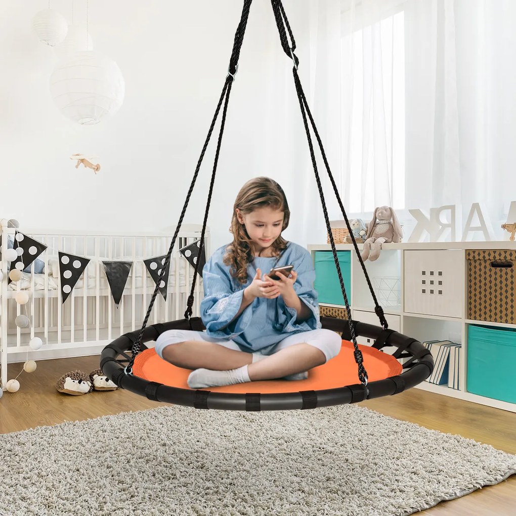 Costway Altalena 100 cm con altezza regolabile per bambini e adulti, Altalena rotonda per interno ed esterno, Arancione