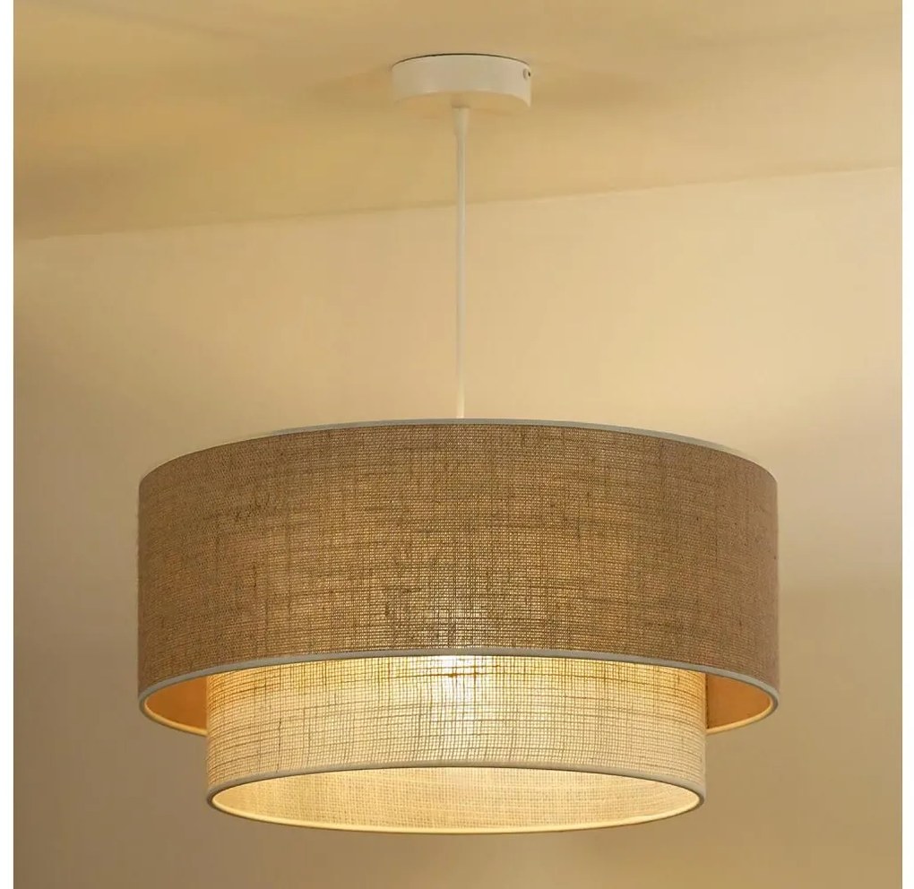 Duolla - Lampadario a sospensione con filo YUTE BOHO 1xE27/15W/230V diametro 45 cm marrone/color crema