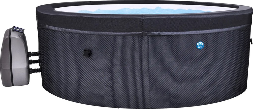Vasca Idromassaggio da Esterno Semirigida Riscaldata 4 Posti Ø156x70 cm NetSpa Vita Nera...