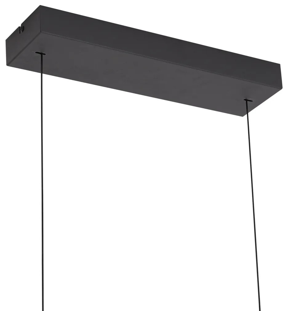 Lampada a sospensione moderna nera con vetro fumé con LED Easylift - Catch