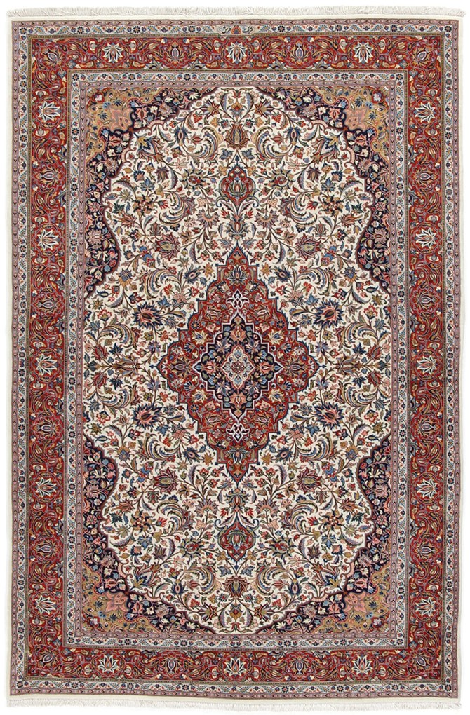 Isfahan Tappeto 210x140 (Iran) Annodato A Mano