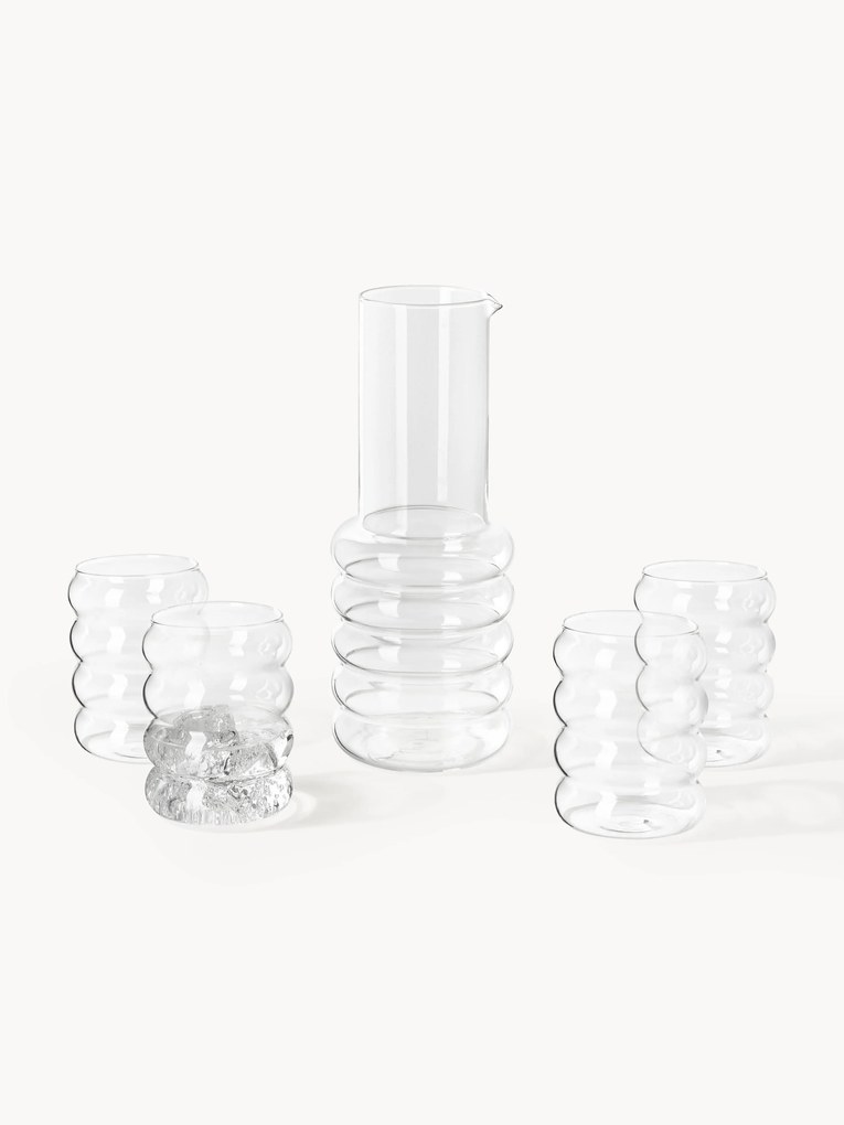 Set di caraffa e bicchieri in vetro soffiato Bubbly 5 pz