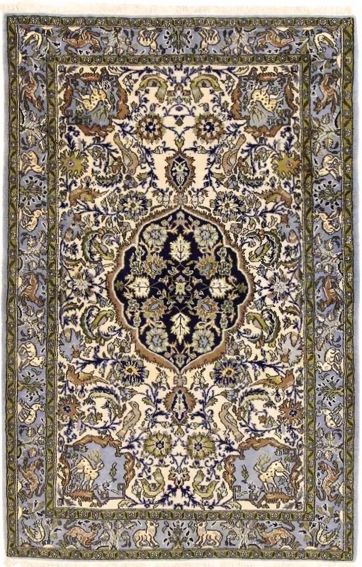 Ghom Tappeto 110 x 170 Beige (Iran) Annodato A Mano