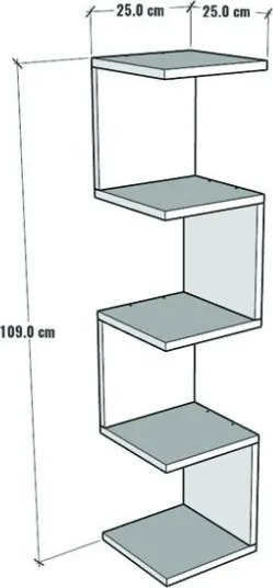 Mensola Ad Angolo Zig-Zag 5 Ripiani 25x25x109 Musa Rovere