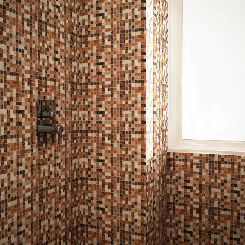 Mosaico in vetro Ambra chiara multicolore satinato L 32.7 x L 32.7cm x Sp. 4 mm, 20 pezzi