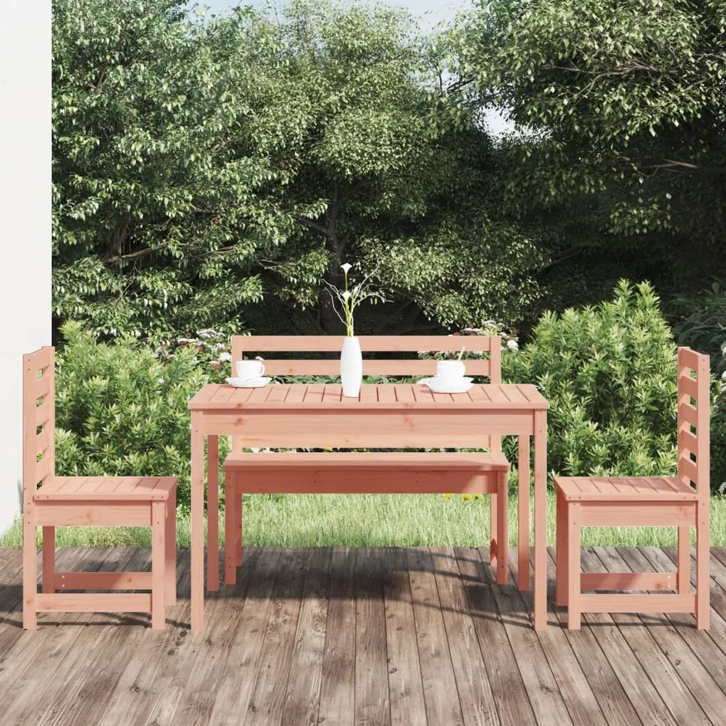 Set da pranzo per giardino 4 pz in legno massello di douglas