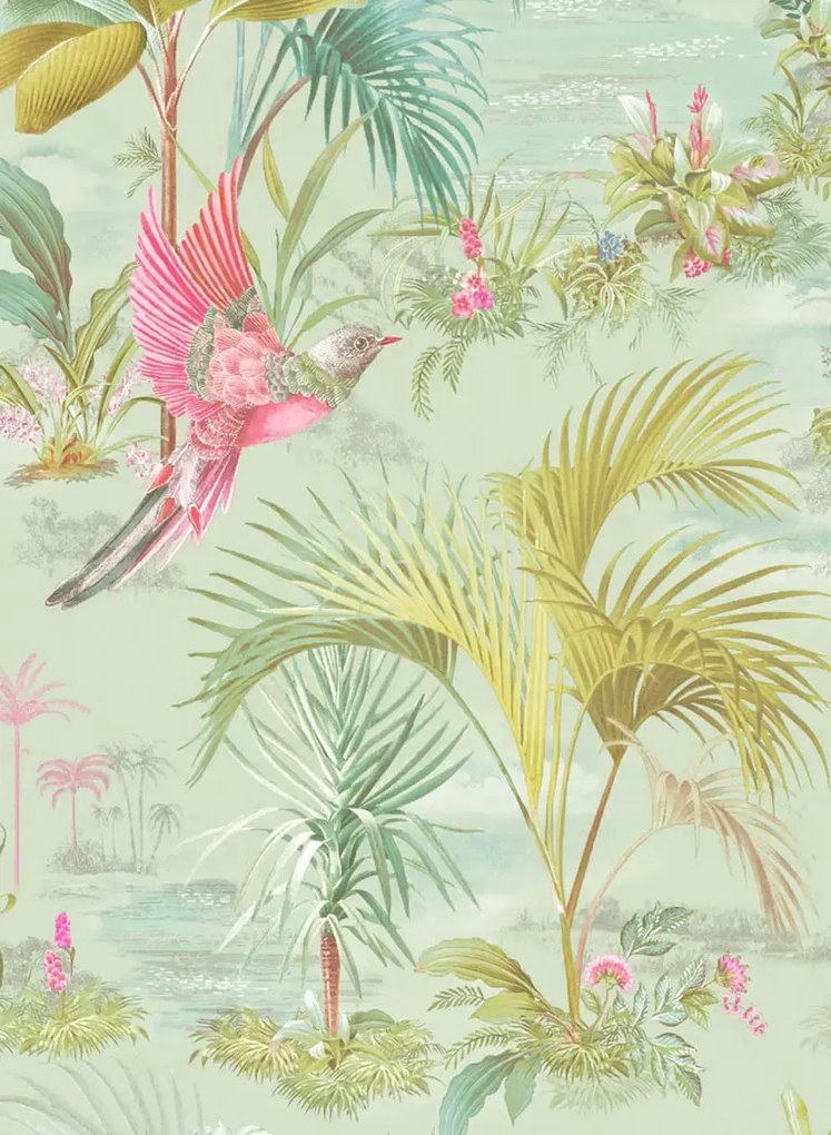 Florale Tapete Palm Scenes von Eijffinger - Hellgrün