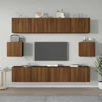 Set Mobili Porta TV 6 pz Rovere Marrone in Legno Multistrato cod mxl 9004